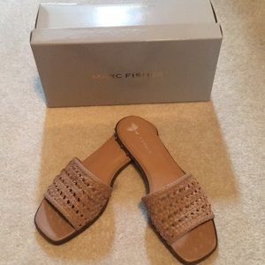 Marc Fisher Jeremy beige slides, studs on heels 8M